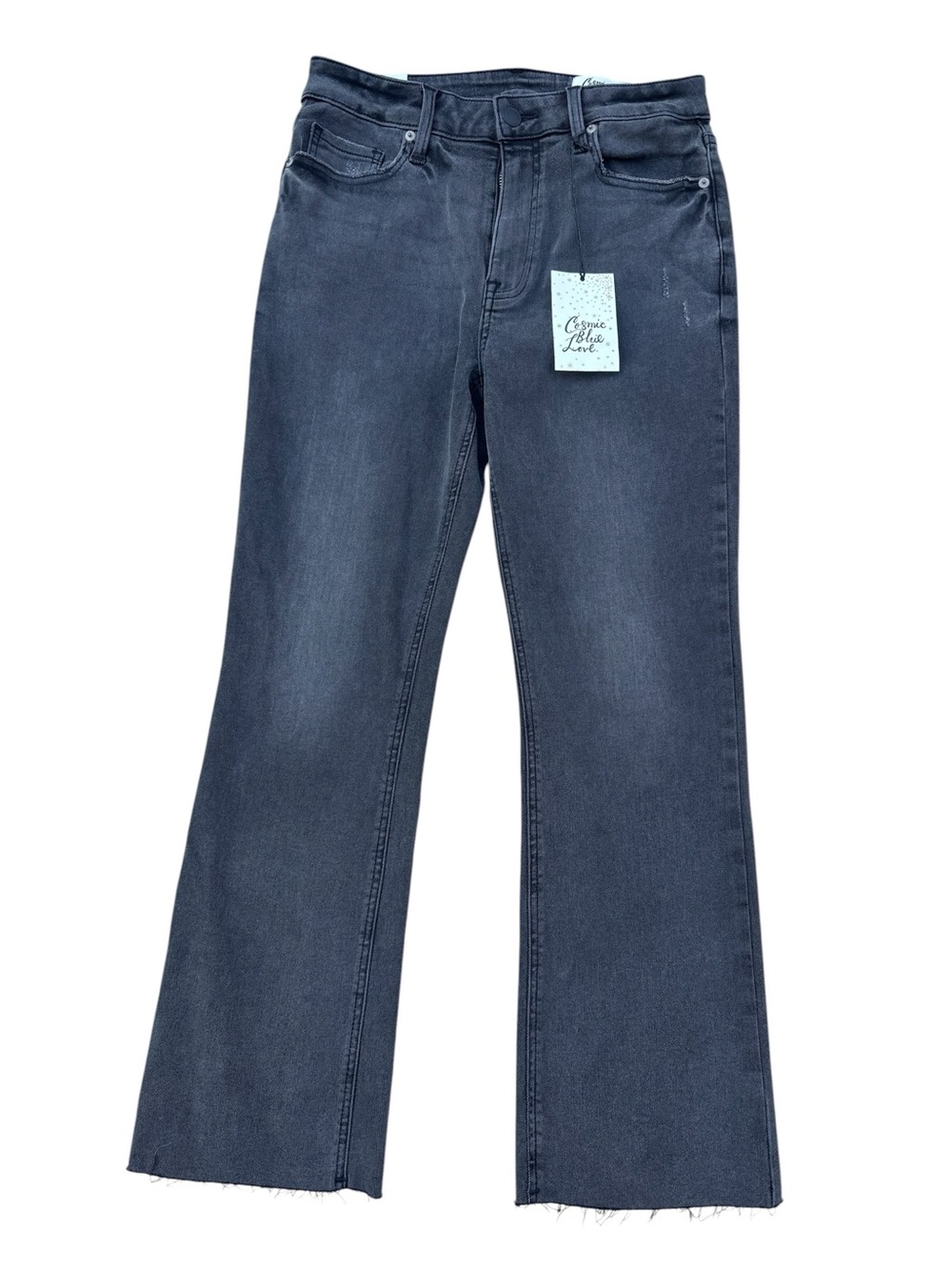 Cosmic Blue Love Jeans Womens Size 28 High Rise All Stretch Gray Denim Raw Hem